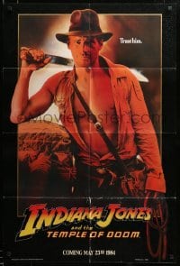 2z463 INDIANA JONES & THE TEMPLE OF DOOM teaser 1sh '84 art of Harrison Ford, trust him!