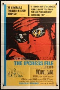 2z576 IPCRESS FILE 1sh '65 Michael Caine in the spy story of the century, images in Caine's glasses