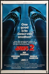 2z856 JAWS 2 1sh R80 Roy Scheider, one good bite deserves another, what could be more terrifying!
