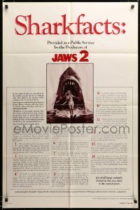 2z854 JAWS 2 1sh '78 art of giant shark attacking girl on water by Feck + cool shark facts!