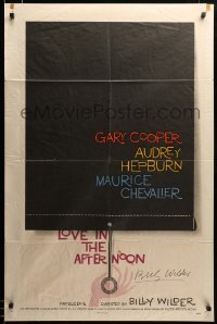2z932 LOVE IN THE AFTERNOON signed 1sh '57 by Billy Wilder, great Saul Bass window shade art!
