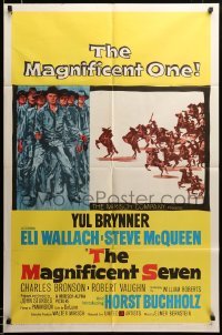 2z723 MAGNIFICENT SEVEN 1sh '60 Yul Brynner, Steve McQueen, 7 Samurai cowboy remake!