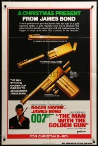 2z619 MAN WITH THE GOLDEN GUN teaser 1sh '74 a Christmas present from James Bond, cool!