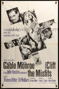 2z206 MISFITS 1sh '61 sexy Marilyn Monroe, Clark Gable, Montgomery Clift, John Huston directed!