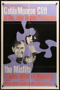 2z207 MISFITS int'l 1sh '61 completely different image of Marilyn Monroe, Gable & Clift, ultra rare!