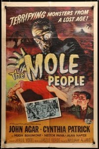 2z066 MOLE PEOPLE 1sh '56 from a lost age, horror crawls from the depths of the Earth, Smith art!