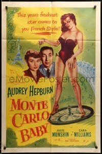 2z229 MONTE CARLO BABY revised 1sh '53 Nous irons a Monte Carlo, Audrey Hepburn, sexy French girl!