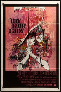 2z230 MY FAIR LADY int'l 1sh '64 classic art of Audrey Hepburn & Rex Harrison by Bob Peak!