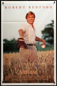 2z767 NATURAL int'l 1sh '84 Barry Levinson, best image of Robert Redford throwing baseball!