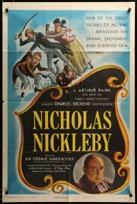 2z534 NICHOLAS NICKLEBY 1sh '48 Sir Cedric Hardwicke, from Charles Dickens novel, ultra rare!