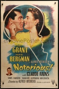 2z036 NOTORIOUS 1sh '46 Cary Grant & Ingrid Bergman in giant key, Alfred Hitchcock, ultra rare!