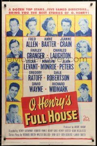 2z210 O HENRY'S FULL HOUSE 1sh '52 Fred Allen, Anne Baxter, Jeanne Crain & young Marilyn Monroe!