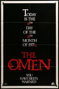 2z166 OMEN style B teaser 1sh '76 Gregory Peck, Lee Remick, Satanic horror, you have been warned!