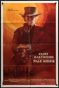 2z809 PALE RIDER int'l 1sh '85 great different art of cowboy Clint Eastwood by David Grove!