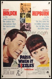 2z231 PARIS WHEN IT SIZZLES 1sh '64 close-up of pretty Audrey Hepburn & William Holden!