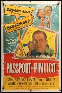 2z538 PASSPORT TO PIMLICO 1sh '49 Stanley Holloway in Ealing Studios English black comedy!