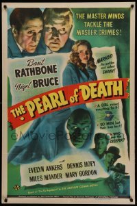 2z362 PEARL OF DEATH 1sh '44 Basil Rathbone as Sherlock Holmes, Nigel Bruce, Creeper Rondo Hatton!