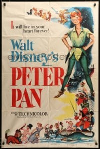 2z909 PETER PAN 1sh '53 art of Walt Disney & J.M. Barrie's boy who would not grow up, ultra rare!