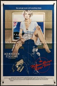 2z843 POSTMAN ALWAYS RINGS TWICE blue int'l 1sh '81 Jack Nicholson, far sexier art of Jessica Lange!