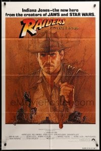 2z467 RAIDERS OF THE LOST ARK int'l 1sh '81 great art of adventurer Harrison Ford by Richard Amsel!
