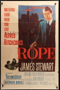 2z038 ROPE 1sh '48 great image of James Stewart holding the rope, Alfred Hitchcock classic, rare!