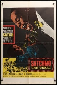 2z982 SATCHMO THE GREAT 1sh '57 wonderful image of Louis Armstrong playing trumpet & singing!