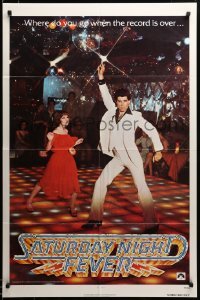 2z985 SATURDAY NIGHT FEVER teaser 1sh '77 best image of disco John Travolta & Karen Lynn Gorney!