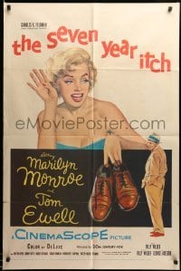 2z214 SEVEN YEAR ITCH 1sh '55 Billy Wilder, great art of sexy Marilyn Monroe w/shoes by Tom Ewell!