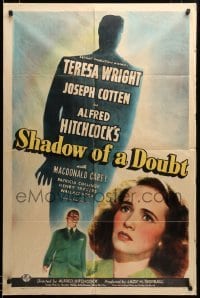 2z035 SHADOW OF A DOUBT style C 1sh '43 Teresa Wright, Joseph Cotten, directed by Alfred Hitchcock!