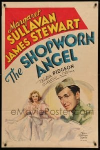 2z347 SHOPWORN ANGEL style D 1sh '38 cool art of James Stewart & Margaret Sullavan, ultra rare!