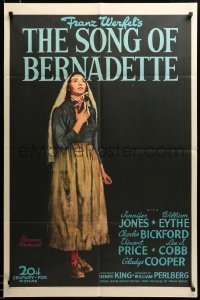 2z365 SONG OF BERNADETTE style B 1sh '43 artwork of angelic Jennifer Jones by Norman Rockwell!