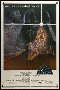 2z479 STAR WARS style A first printing 1sh '77 George Lucas classic, Tom Jung art, with PG rating!