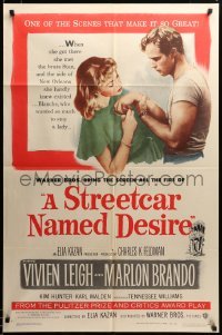 2z695 STREETCAR NAMED DESIRE 1sh '51 art of Marlon Brando & Vivien Leigh, Elia Kazan classic, rare!