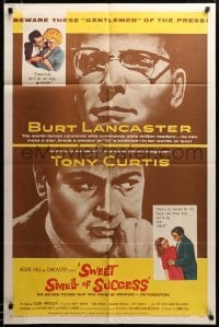 2z385 SWEET SMELL OF SUCCESS 1sh '57 Lancaster as J.J. Hunsecker, Tony Curtis as Sidney Falco!