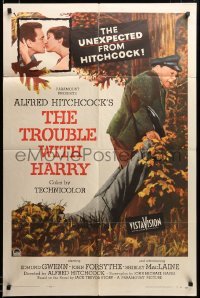 2z046 TROUBLE WITH HARRY 1sh '55 Alfred Hitchcock, John Forsythe, Shirley MacLaine, Gwenn!