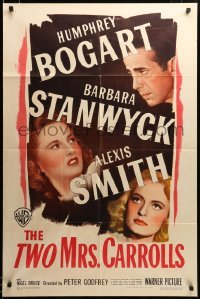 2z015 TWO MRS. CARROLLS 1sh '47 Humphrey Bogart between Barbara Stanwyck & Alexis Smith!