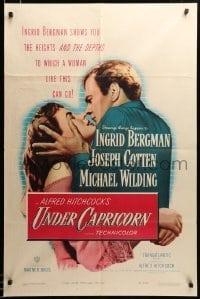 2z040 UNDER CAPRICORN 1sh '49 romantic image of Ingrid Bergman & Joseph Cotten, Alfred Hitchcock!