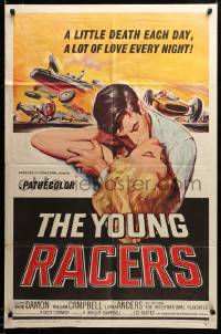 2z272 YOUNG RACERS 1sh '63 a little death each day, a lot of love every night, cool art!