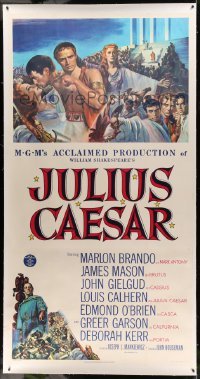 3a031 JULIUS CAESAR linen 3sh '53 art of Marlon Brando, James Mason & Greer Garson, Shakespeare