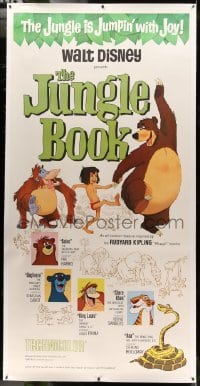 3a032 JUNGLE BOOK linen 3sh '67 Walt Disney cartoon classic, great image of Mowgli & friends!