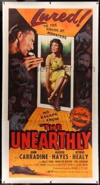 3a043 UNEARTHLY linen 3sh '57 John Carradine & sexy Allison Hayes lured to the house of monsters!