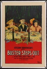 3a209 BUSTER STEPS OUT linen 1sh '28 stone litho of Pete the Dog as Tige w/Outcault's Buster Brown!