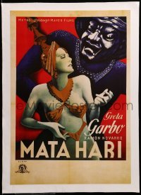 3a483 MATA HARI linen 15x21 Chilean commercial poster '90s sexy art of legendary spy Greta Garbo!