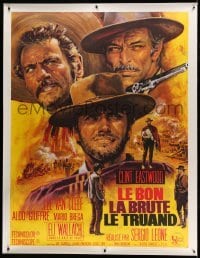 3a005 GOOD, THE BAD & THE UGLY linen French 1p R70s Clint Eastwood, Van Cleef, Leone, Mascii art!