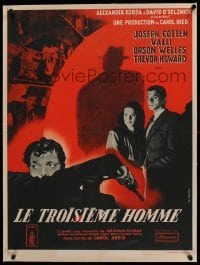 3a150 THIRD MAN linen French 23x31 '49 Orson Welles, Cotten & Valli, classic noir, rare & different!