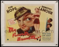 3a177 MY FAVORITE BRUNETTE linen style B 1/2sh '47 detective Bob Hope & super sexy Dorothy Lamour!