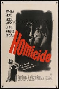 3a290 HOMICIDE linen 1sh '49 sexy smoking Helen Westcott is the girl who taught men facts of death!