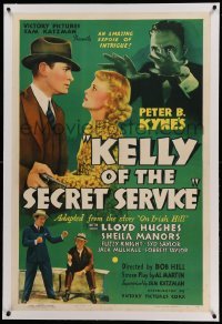 3a309 KELLY OF THE SECRET SERVICE linen 1sh '36 agent Lloyd Hughes, Sheila Manors, Peter B. Kyne