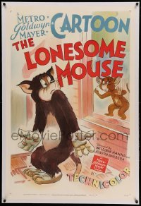 3a322 LONESOME MOUSE linen 1sh '43 Tom is thrown out of the house & Jerry in window teases him!