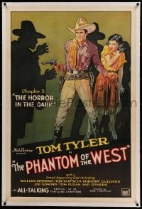3a365 PHANTOM OF THE WEST linen chapter 3 1sh '31 Tom Tyler all-talking serial, cool stone litho!